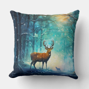 Magisch Besneeuwd Bos Kunst-82109 Kussen