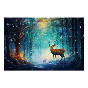 Magisch Besneeuwd Bos Kunst-82109 Perfect Poster