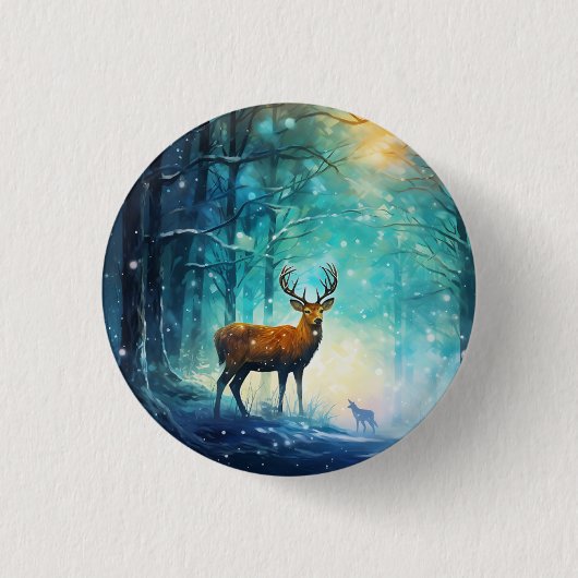 Magisch Besneeuwd Bos Kunst-82109 Ronde Button 3,2 Cm (Voorkant)