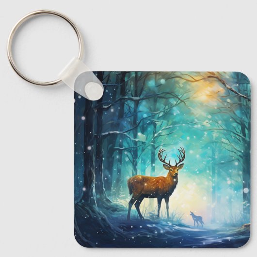 Magisch Besneeuwd Bos Kunst-82109 Sleutelhanger (Voorkant)
