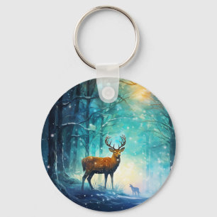 Magisch Besneeuwd Bos Kunst-82109 Sleutelhanger