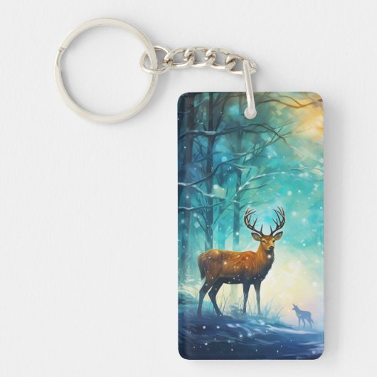 Magisch Besneeuwd Bos Kunst-82109 Sleutelhanger (Voorkant)