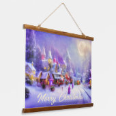 Magisch besneeuwd dorp  hangend wandkleed (Gebogen)