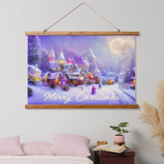Magisch besneeuwd dorp hangend wandkleed (Slaapkamer)