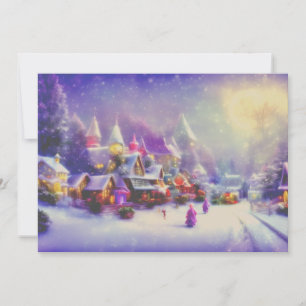 Magisch besneeuwd dorpsbudget Kerstmis Feestdagenkaart