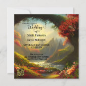 Magisch betoverd woudwaterkruid QR Code Wedding Kaart (Voorkant)