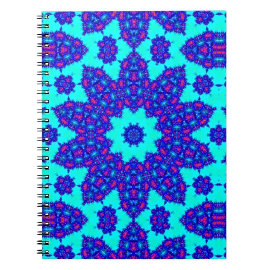 Magisch Blauw caleidoscoop bloeide Notitieboek (Voorkant)
