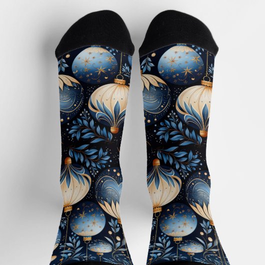 Magisch blauw en goud Ornament Sokken (Top)