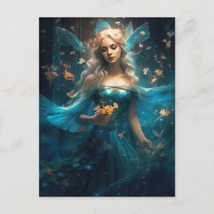 Magisch Blauw Fairy Fantasy Art Briefkaart