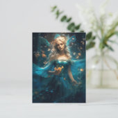 Magisch Blauw Fairy Fantasy Art Briefkaart (Staand voorkant)