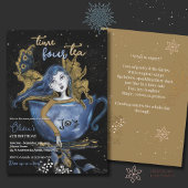 Magisch Blauw Goud Sprookje Teacup Verjaardag Tea  Kaart