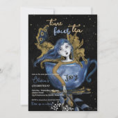 Magisch Blauw Goud Sprookje Teacup Verjaardag Tea  Kaart (Voorkant)