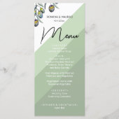 Magisch Blauw Groene Olijf Waterverf Handgeschilde Menu (Voorkant)