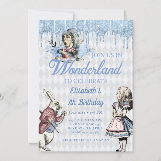 Magisch blauw ijs Alice in Wonderland Party Kaart (Voorkant)