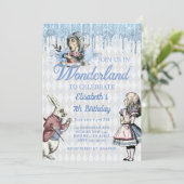 Magisch blauw ijs Alice in Wonderland Party Kaart (Staand voorkant)
