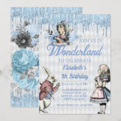 Magisch blauw ijs Alice in Wonderland Party Kaart (Voorkant / Achterkant)