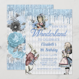 Magisch blauw ijs Alice in Wonderland Party Kaart