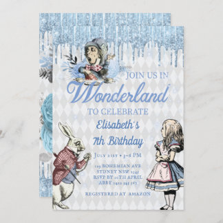 Magisch blauw ijs Alice in Wonderland Party Kaart