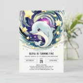 Magisch Blauw Onder het Zee Dolfijn Verjaardag Kaart (Staand voorkant)
