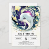 Magisch Blauw Onder het Zee Dolfijn Verjaardag Kaart (Voorkant / Achterkant)