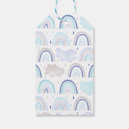 Magisch Blauw Regenboog Baby shower Dank u Cadeaulabel (Achterkant)