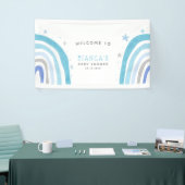 Magisch Blauw Regenboog Baby shower Welkom Spandoek (Beurs)