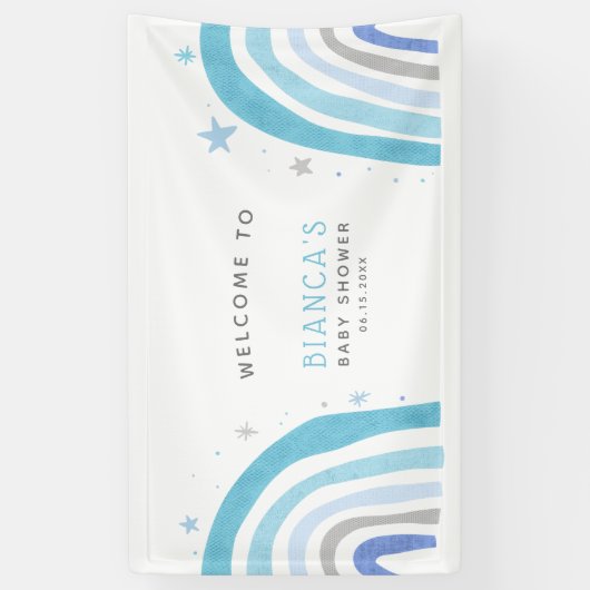 Magisch Blauw Regenboog Baby shower Welkom Spandoek (Verticaal)