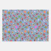 Magisch Blauw Romantische Kitsch Kerst Ornamenten Inpakpapier Vel (Voorkant)