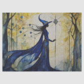 Magisch Blauw Vrouw Decoupage Weefseldocument Tissuepapier (Voorkant)