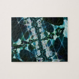 Magisch Blauwe en groene fractale kunst Legpuzzel