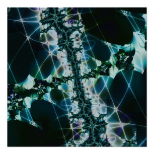 Magisch Blauwe en groene fractale kunst Perfect Poster