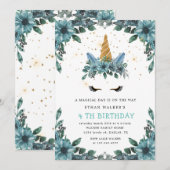 magisch-blauwe orn Birthday Invitation Kaart (Voorkant / Achterkant)