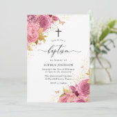 Magisch Blush Pink Gold Flowers Glitter Baptisme Kaart (Staand voorkant)