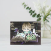 Magisch boek briefkaart (Staand voorkant)
