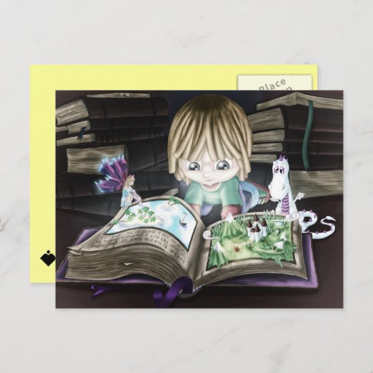 Magisch boek briefkaart (Voorkant / Achterkant)