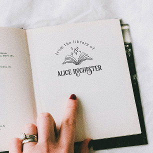 Magisch Boek Persoonlijke Bibliotheek Aangepaste N Rubberstempel