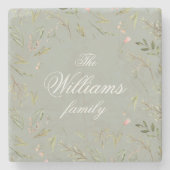 Magisch bos bloemenmonogram stenen Onderzetter (Voorkant)