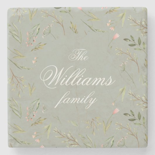 Magisch bos bloemenmonogram stenen Onderzetter (Voorkant)