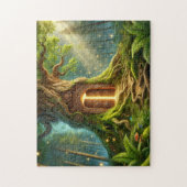 Magisch bos boomportaal mos magie deur legpuzzel (Verticaal)