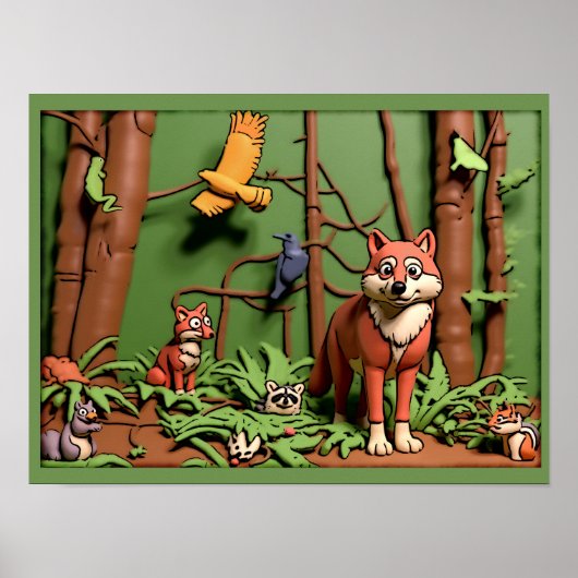 Magisch Bos - Bosdieren Poster (Voorkant)
