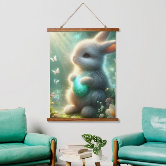Magisch bos boskonijn ei hangend wandkleed (Woonkamer)