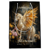 Magisch bos eenhoorn met gouden vleugels medium cadeauzakje (Voorkant)