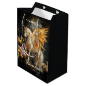 Magisch bos eenhoorn met gouden vleugels medium cadeauzakje (Achterkant Gekanteld)