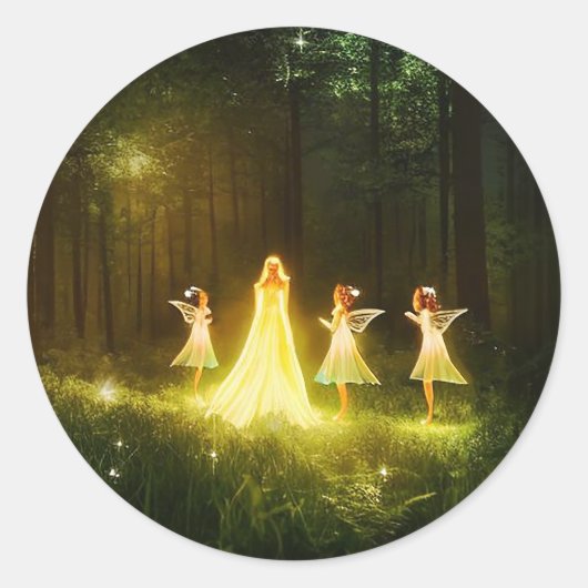 Magisch bos | Elf en Fairies | Fantastische Natuur Ronde Sticker (Voorkant)