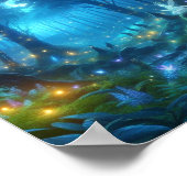 Magisch bos en gloeiende vuurvliegjes poster (Hoek)