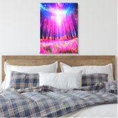 Magisch bos en ruimteverlichting canvas afdruk (Insitu (Slaapkamer))