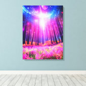 Magisch bos en ruimteverlichting canvas afdruk (Insitu (Houten vloer))