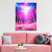 Magisch bos en ruimteverlichting canvas afdruk (Insitu (Woonkamer))