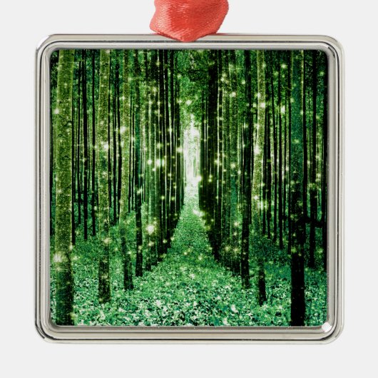 Magisch bos groen mysterie metalen ornament (Voorkant)