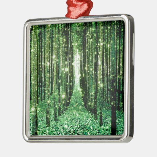 Magisch bos groen mysterie metalen ornament (Links)